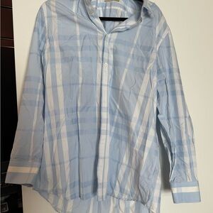 Burberry Light Blue and White Checkered Shirt